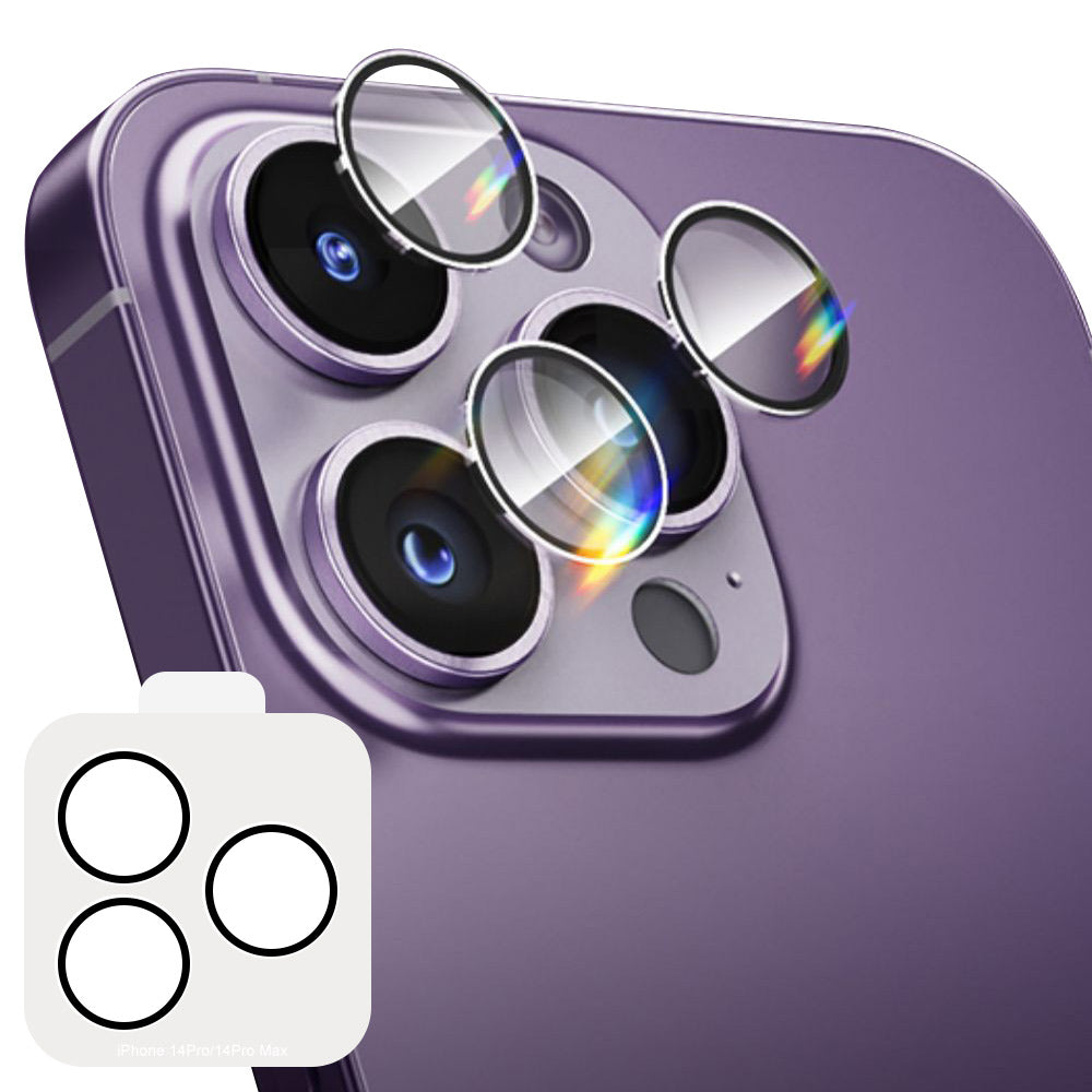 ENKAY HAT PRINCE For iPhone 14 Pro/14 Pro Max Tempered Glass Camera Lens Protector Silk Printing Lens Film with Installation Tool