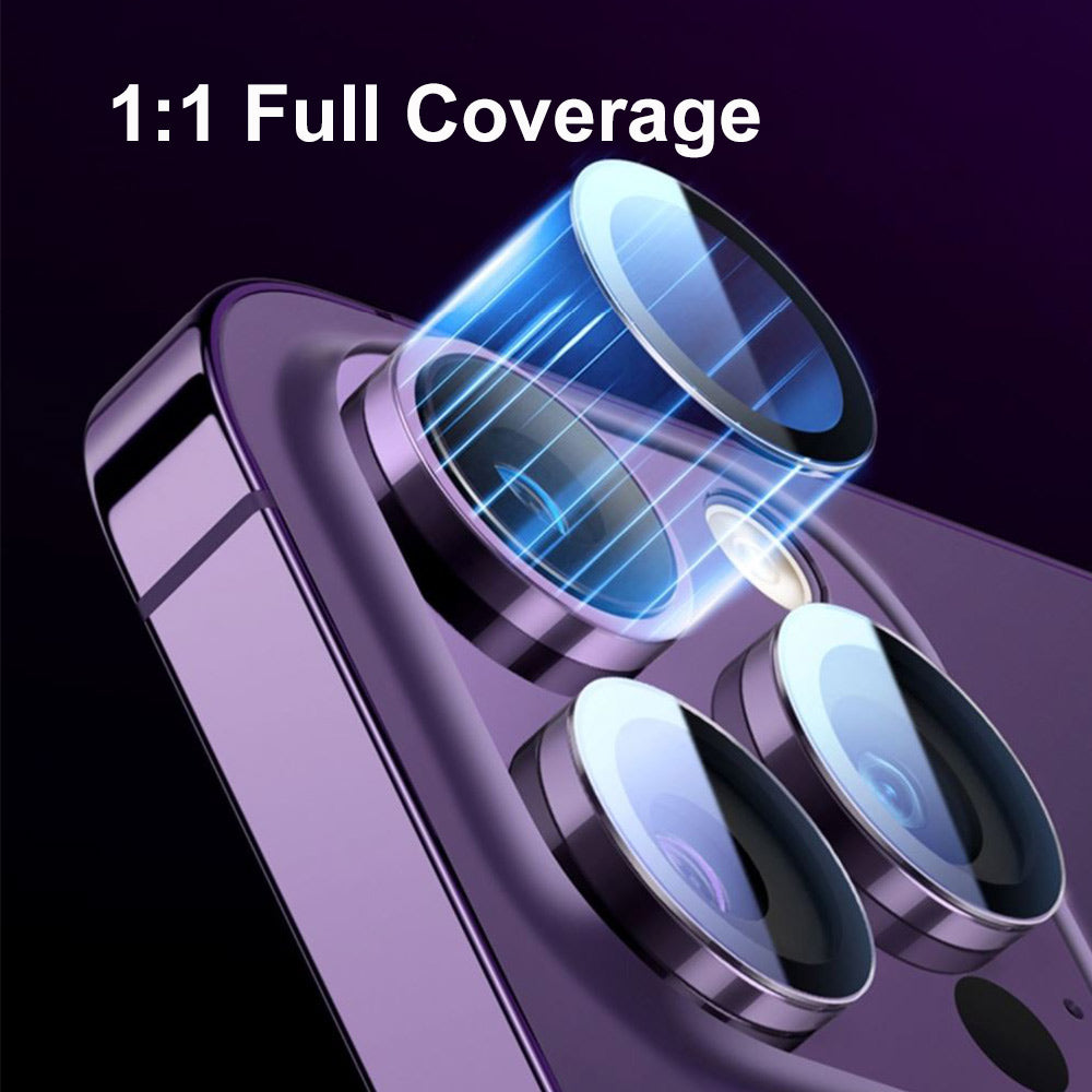 ENKAY HAT PRINCE For iPhone 14 Pro/14 Pro Max Tempered Glass Camera Lens Protector Silk Printing Lens Film with Installation Tool