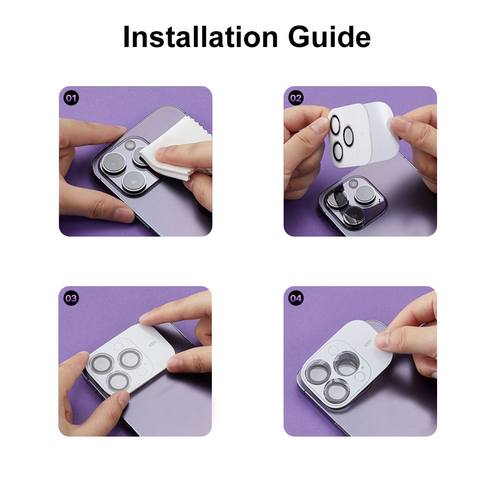 ENKAY HAT PRINCE For iPhone 14 Pro/14 Pro Max Tempered Glass Camera Lens Protector Silk Printing Lens Film with Installation Tool