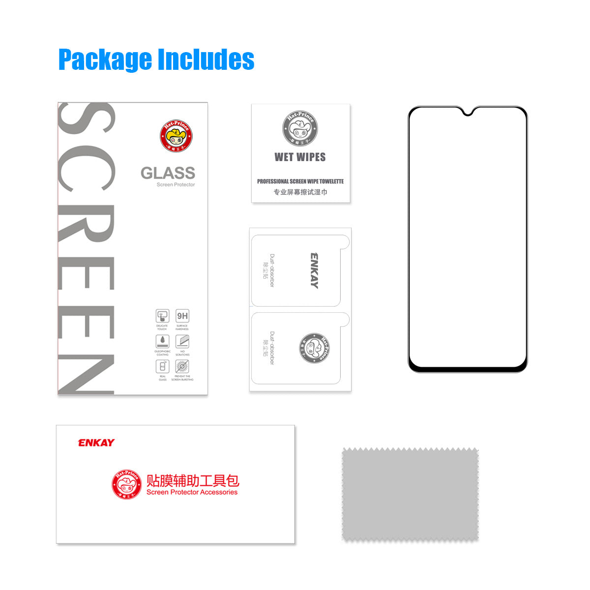 ENKAY HAT PRINCE for Honor X7a 4G 0.26mm 2.5D 9H Hardness Full Screen Protector Full Glue HD Clear Tempered Glass Film