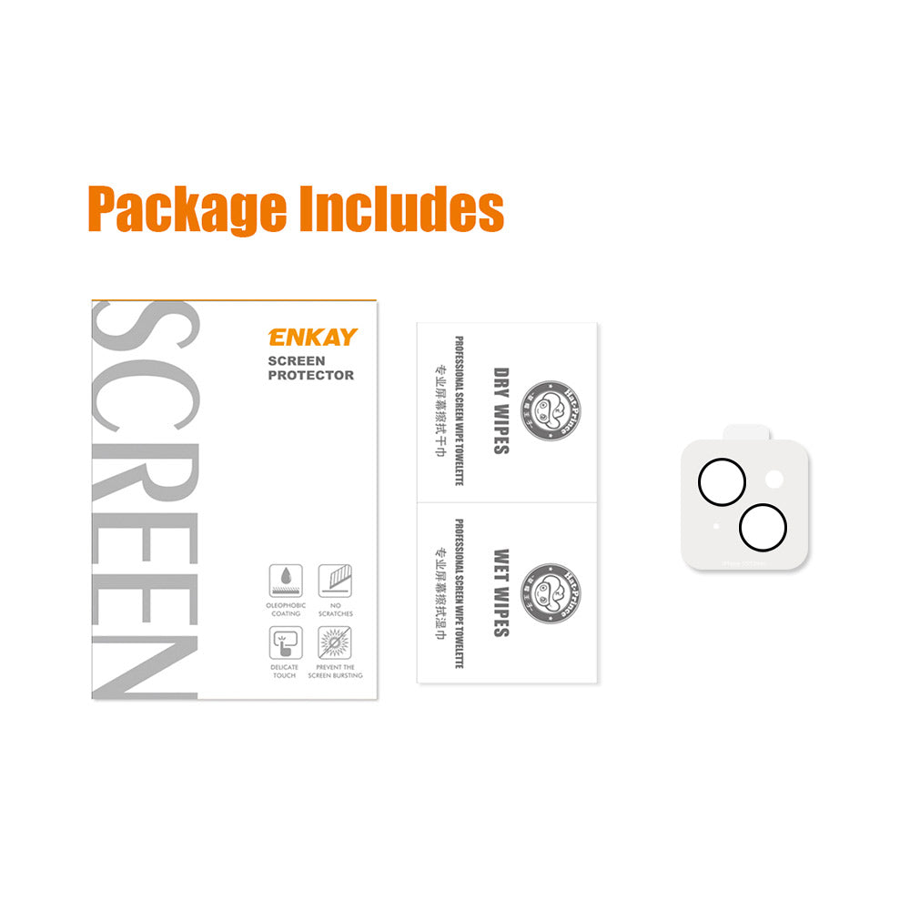 ENKAY HAT PRINCE Camera Lens Protector for iPhone 13/13 mini Silk Printing Tempered Glass Lens Film with Installation Tool