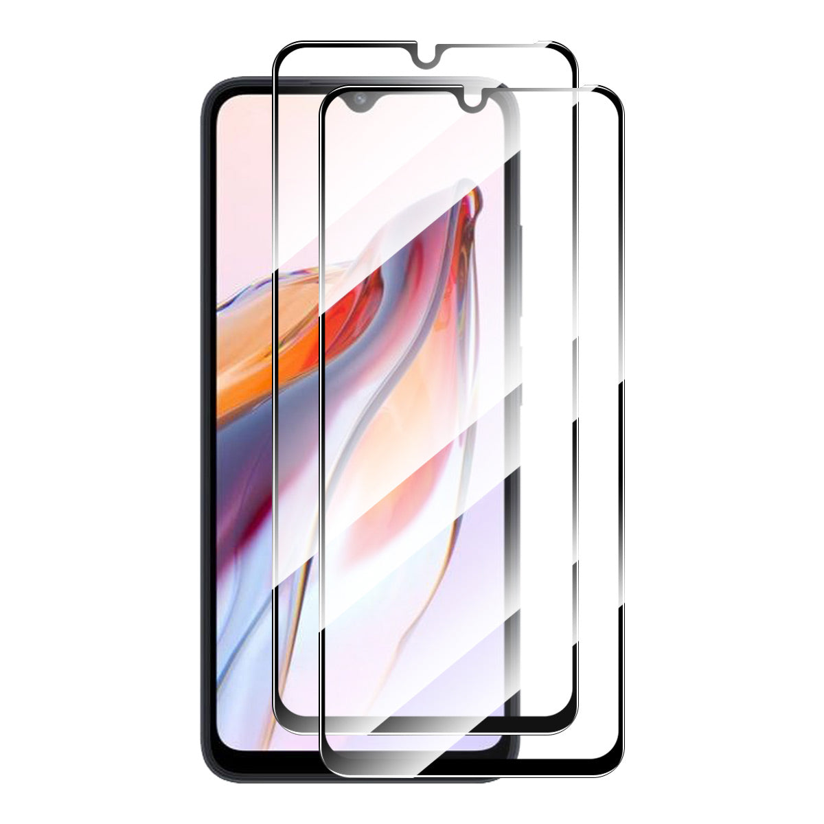 ENKAY HAT PRINCE 2Pcs for Xiaomi Redmi 12C 4G/Poco C55 4G Full Screen Protector Full Glue Anti-explosion 0.26mm 9H 2.5D Tempered Glass Film