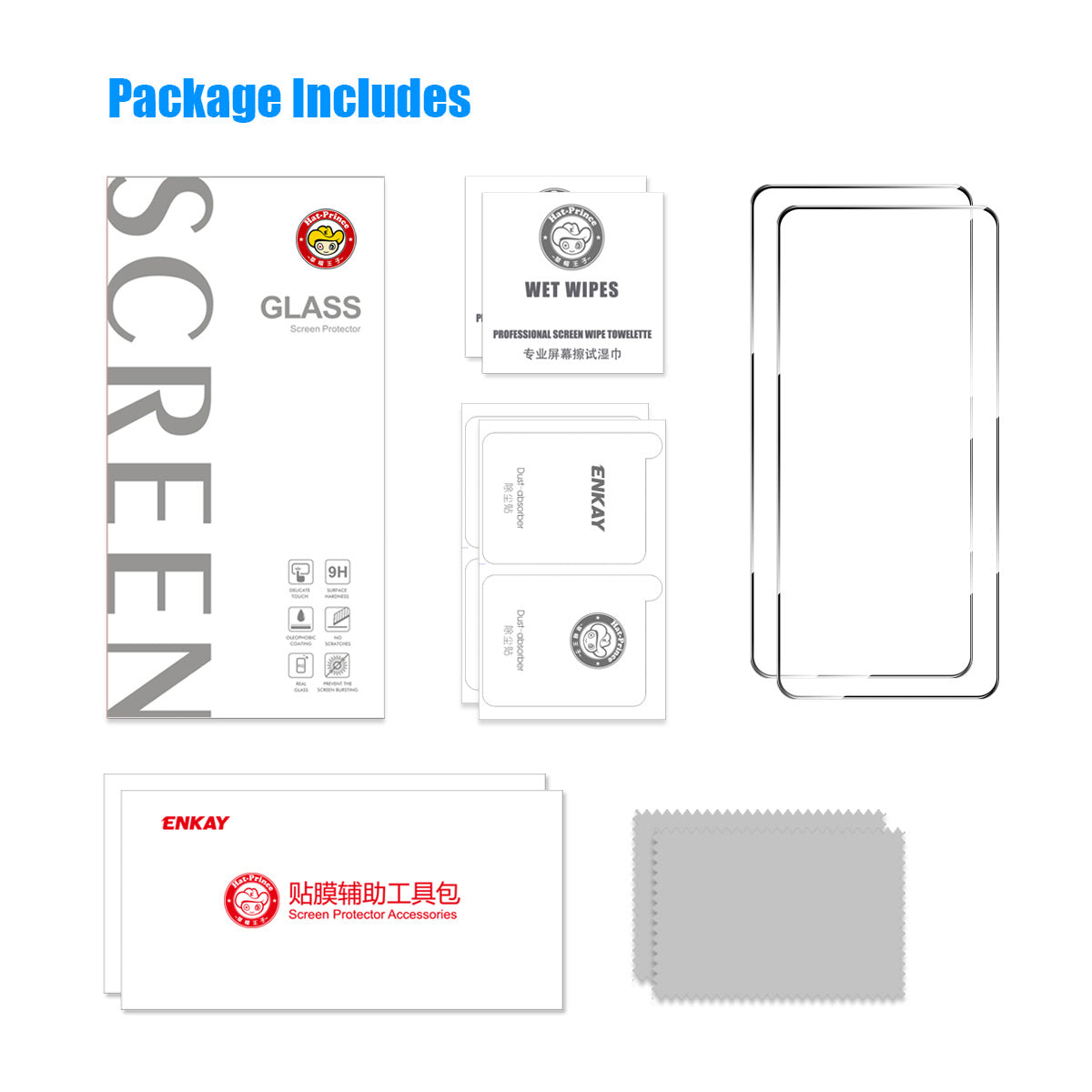 ENKAY HAT PRINCE 2Pcs for Xiaomi Poco X5 Pro 5G/Redmi Note 12 Pro 5G/Note 12 Pro Speed 5G Tempered Glass Screen Protector 0.26mm 9H 2.5D Full Glue Full Cover Film