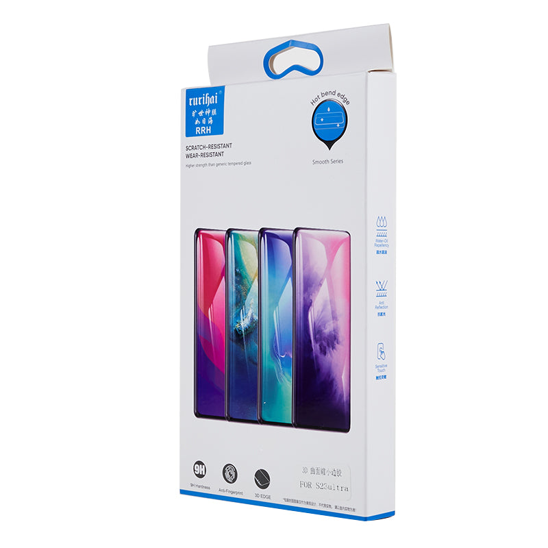 RURIHAI 0.26mm Protective Film for Samsung Galaxy S23 Ultra 3D Curved AGC Glass Screen Protector (Case Friendly)