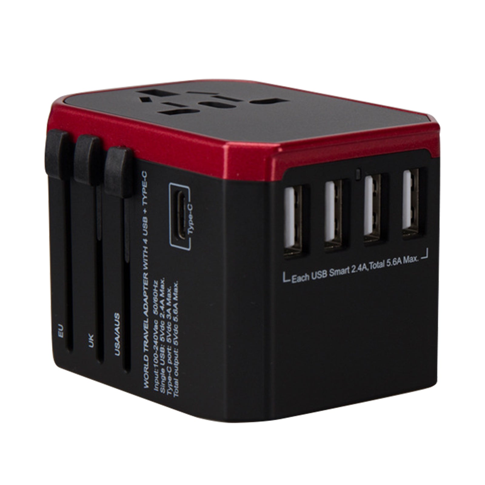 788C Universal Travel Adapter International AC Plug Adapter 5.6A High Speed Charger with 4 USB Type-C