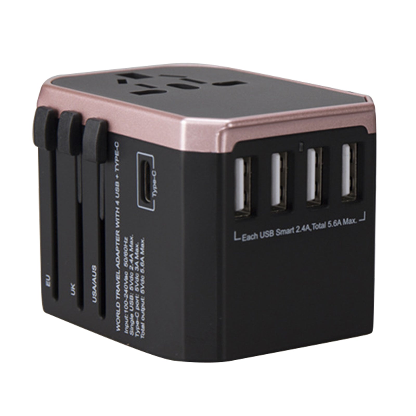 788C Universal Travel Adapter International AC Plug Adapter 5.6A High Speed Charger with 4 USB Type-C
