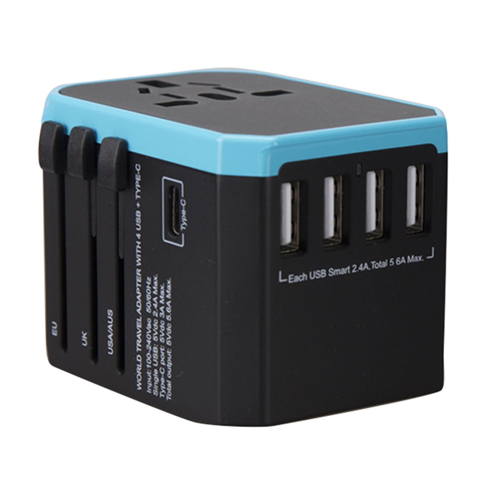 788C Universal Travel Adapter International AC Plug Adapter 5.6A High Speed Charger with 4 USB Type-C