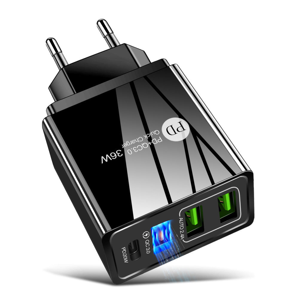 FLOVEME 36W Fast Charger Adapter Phone Charger Block PD QC3.0 Dual USB Wall Charger EU Plug