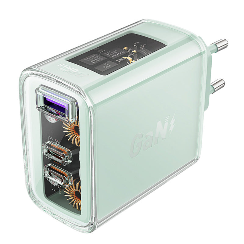 ACEFAST A45 Crystal Series USB Dual Type-C PD 65W Wall Charger GaN Fast Charger Adapter (EU Standard)
