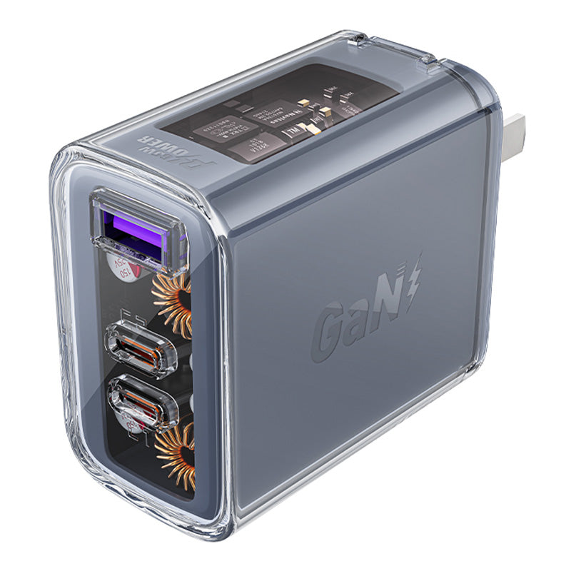 ACEFAST A46 Crystal Series PD 65W Wall Charger GaN Fast Charger USB Dual Type-C Phone Charger Plug (CN Standard)