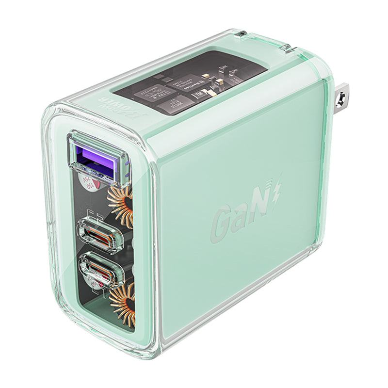 ACEFAST A47 Crystal Series PD 65W GaN3 Wall Charger 2 Type-C 1 USB Phone Fast Charging Adapter