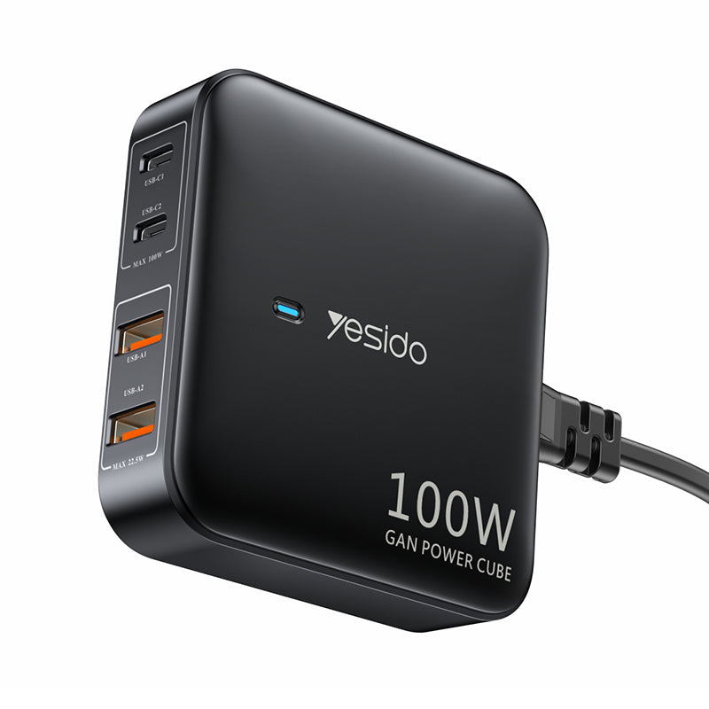 YESIDO YC41 100W GaN Desktop Charger Multi-Port Wall Charger Adapter Compatible with PD PPS QC Protocols
