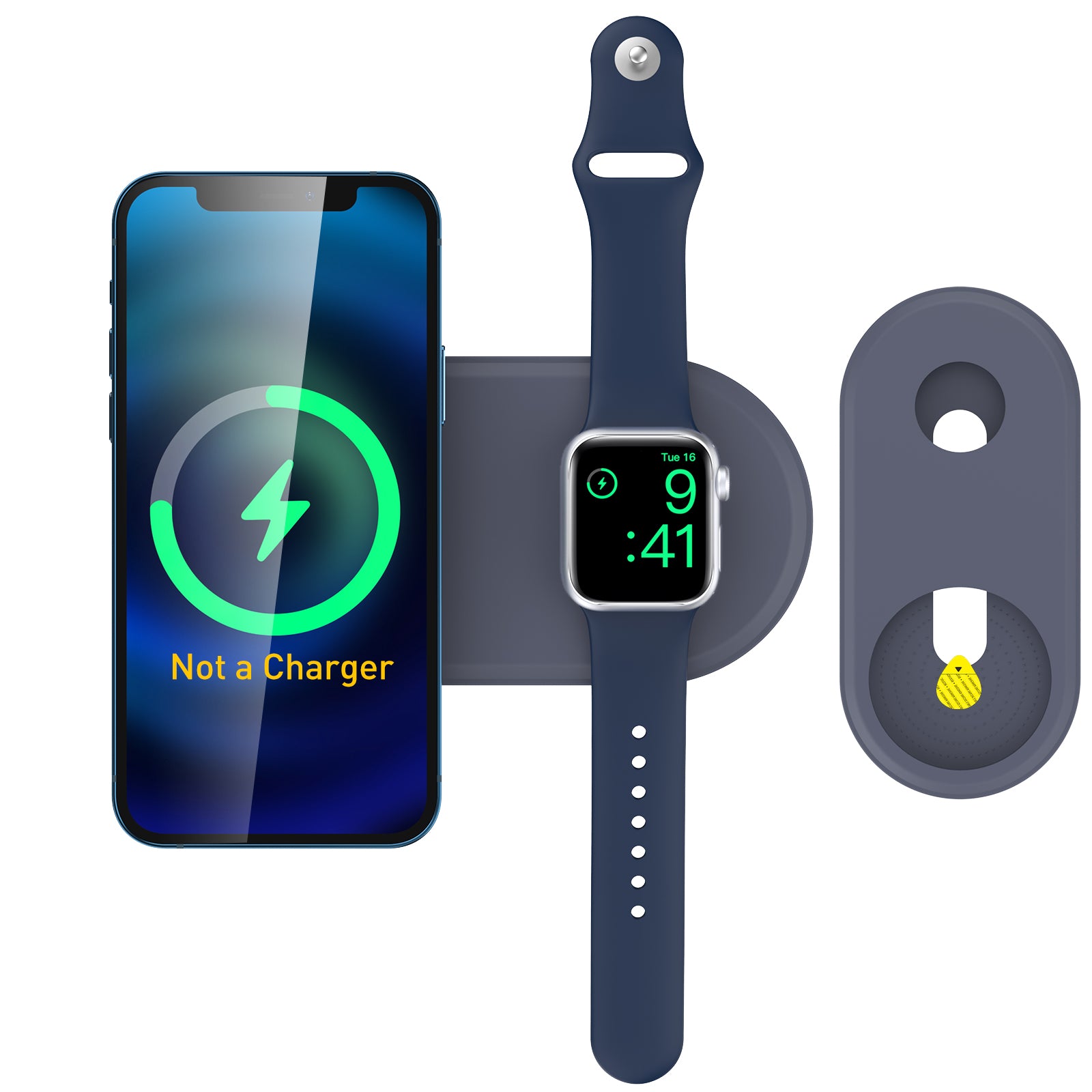 AHASTYLE PT135 2-in-1 Smart Watch Cell Phone Charger Silicone Case Compatible with MagSafe Charger Mat Charging Dock Protector