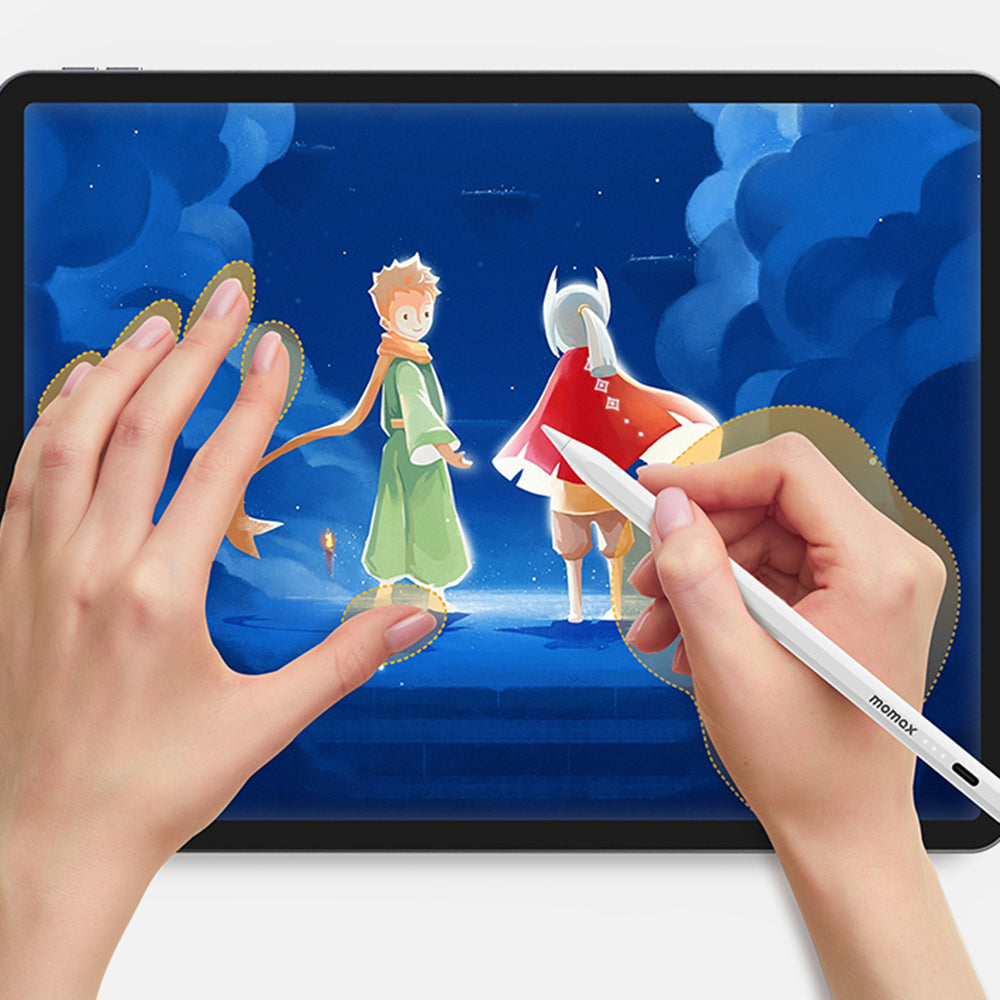 MOMAX TP8 ONE LINK Palm-rejection Tilt Sensitivity Capacitive Stylus Pen Magnetic Adsorption Stylus Pen for iPad Series Fast Charging
