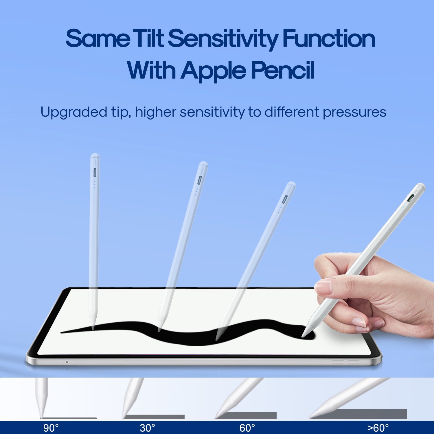 JOYROOM JR-X9S Active Capacitive Stylus Lightweight Touch Screen Pencil Portable Capacitive Pen with 2 Nibs for Writing Drawing