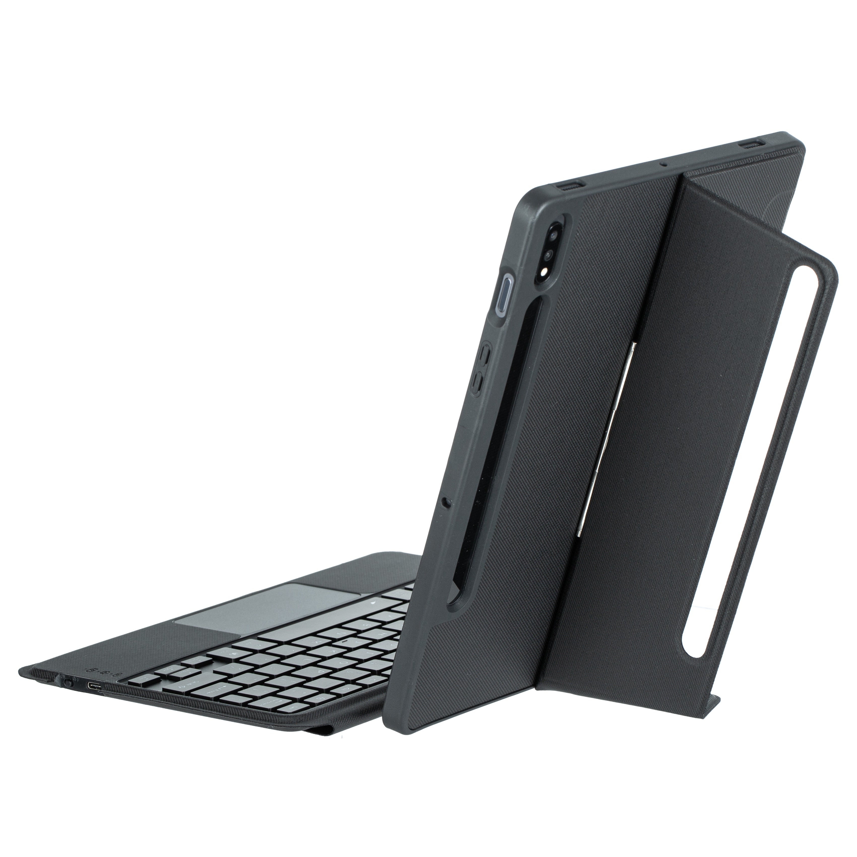 T870B-AS for Samsung Galaxy Tab S7 T870 T875 / S8 X700 X706 2 in 1 Bluetooth Keyboard Tablet Stand Case with Pen Slot / Touchpad / Backlight