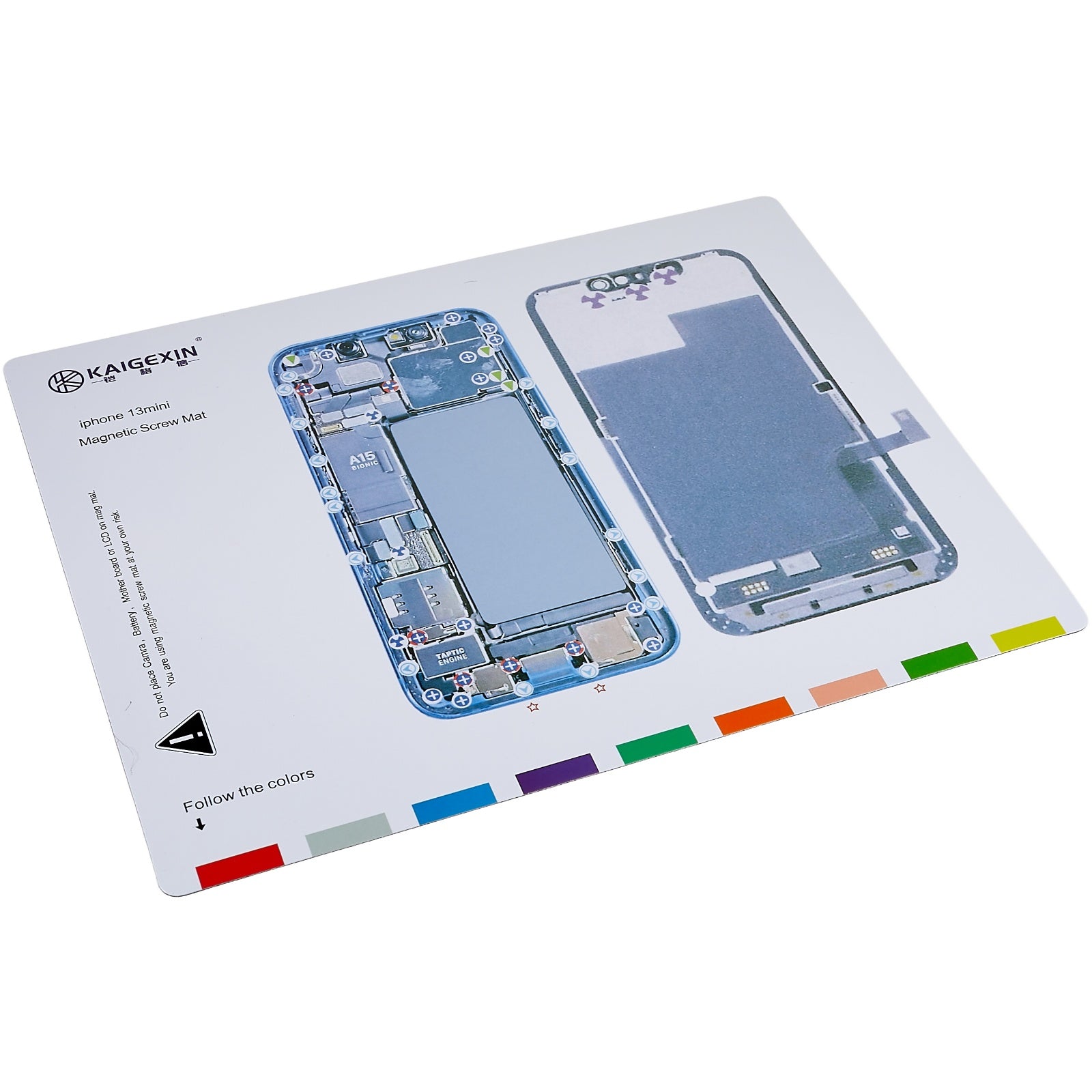KAIGEXIN Magnetic Screw Mat for iPhone 13 mini 5.4 inch Chart Work Pad Small Screws Holds Repair Tool