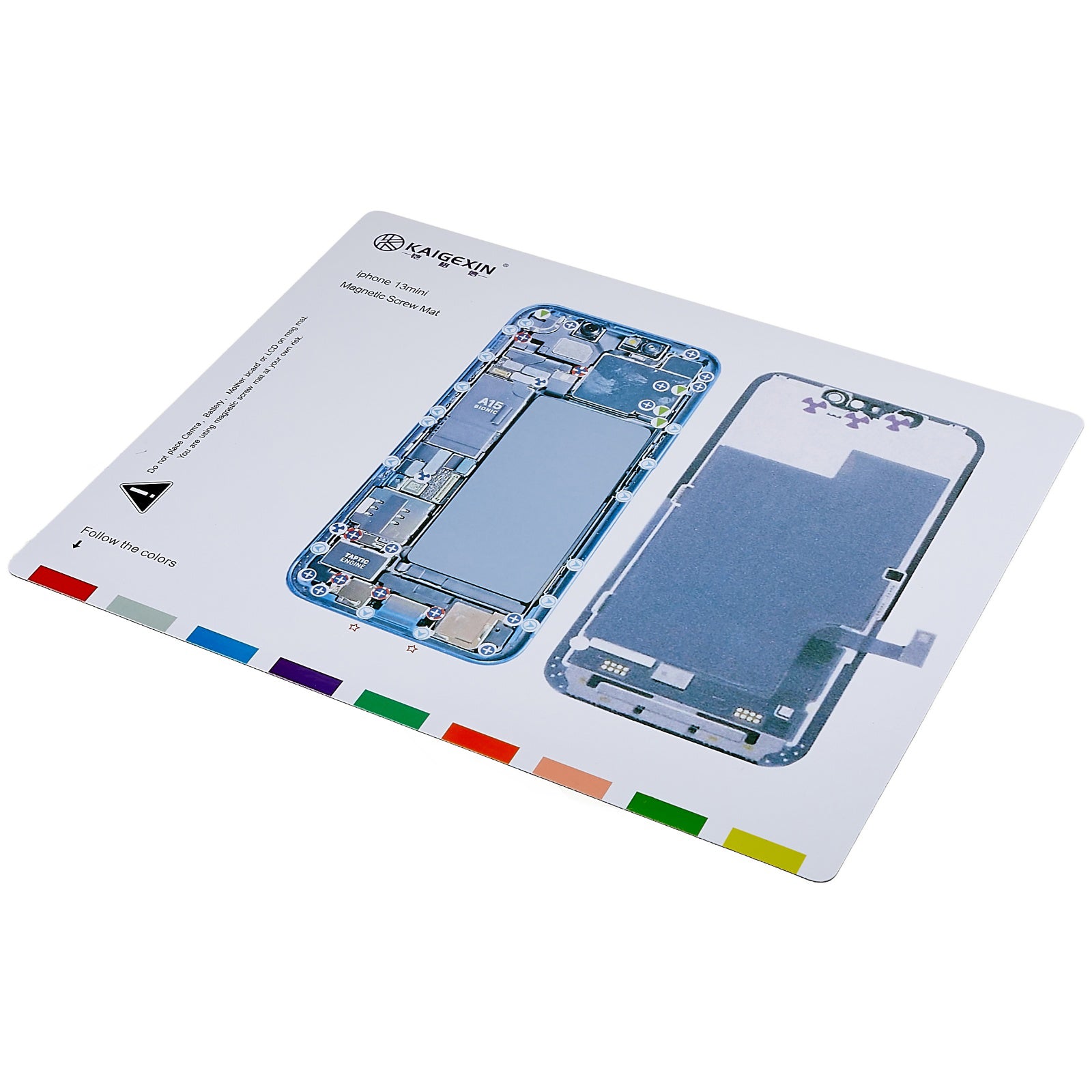 KAIGEXIN Magnetic Screw Mat for iPhone 13 mini 5.4 inch Chart Work Pad Small Screws Holds Repair Tool