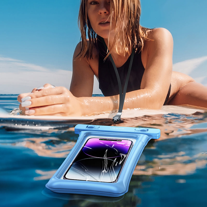 USAMS US-YD011 Waterproof Phone Pouch Universal 7-inch Waterproof Case Dry Bag IPX8 10m Underwater Phone Protector with Lanyard