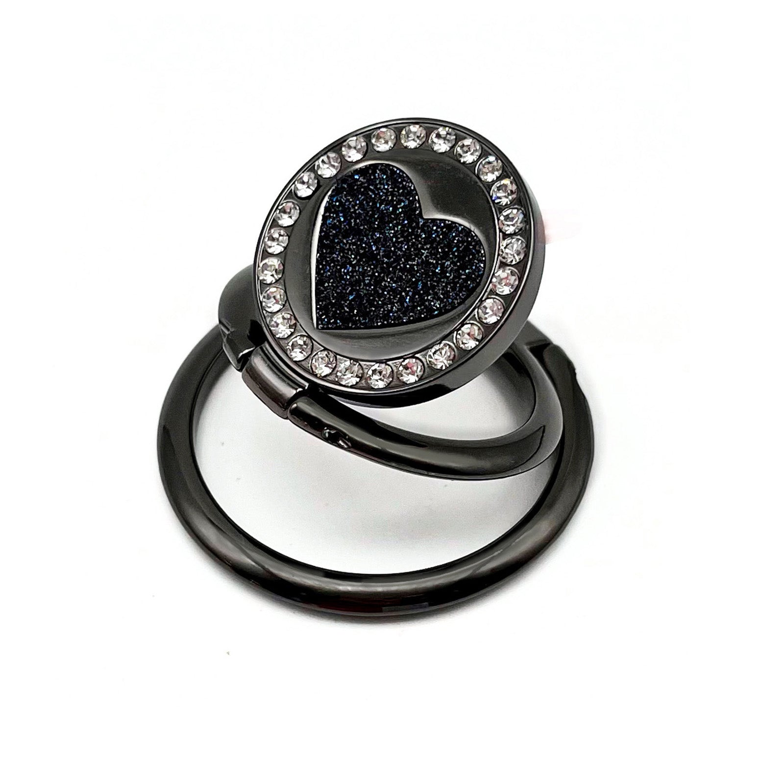 LGD S02 Dual Ring Heart Design Foldable Ring Buckle Phone Holder Zinc Alloy Cellphone Stand