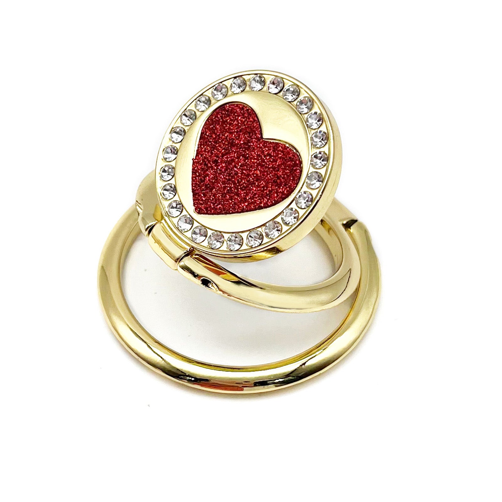 LGD S02 Dual Ring Heart Design Foldable Ring Buckle Phone Holder Zinc Alloy Cellphone Stand