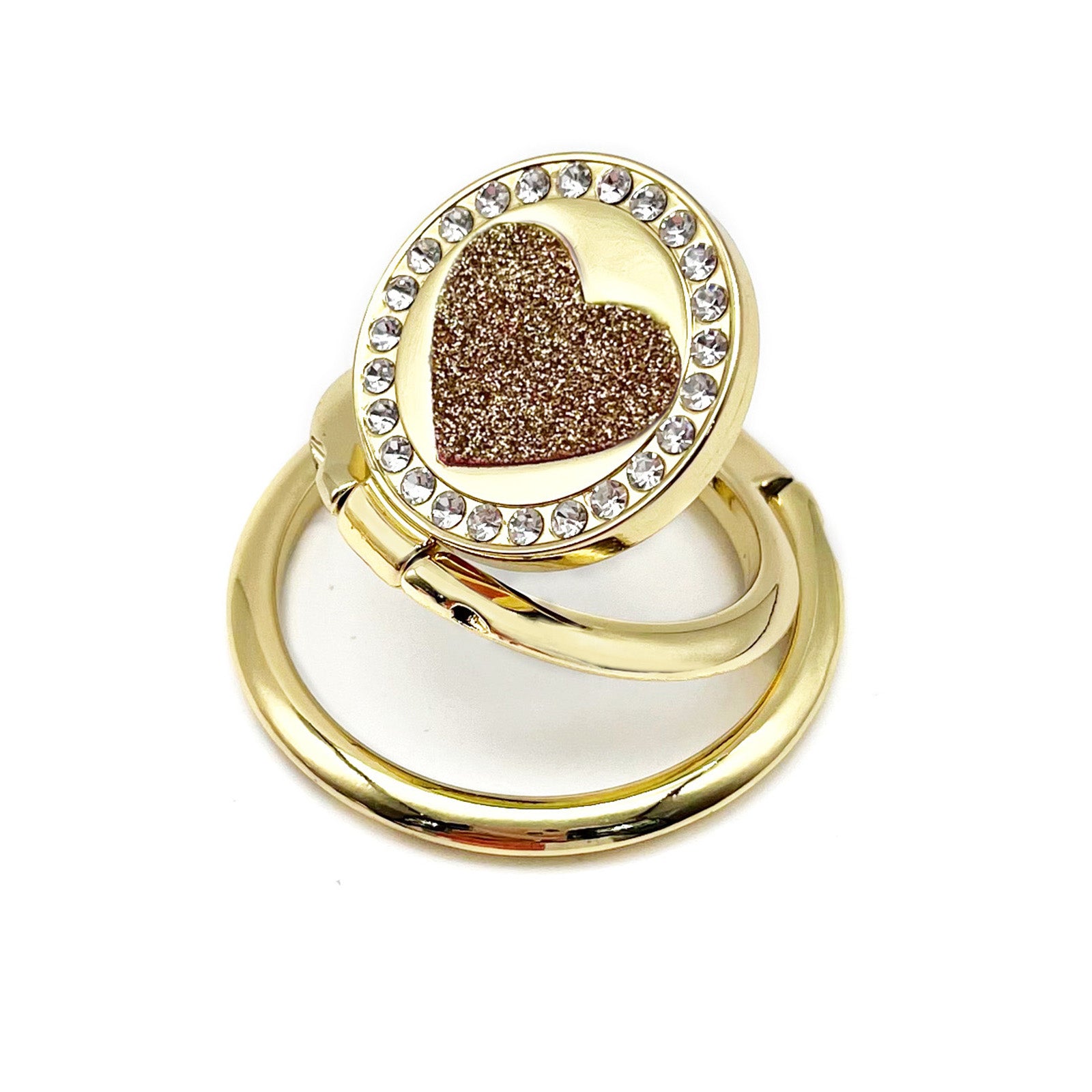 LGD S02 Dual Ring Heart Design Foldable Ring Buckle Phone Holder Zinc Alloy Cellphone Stand