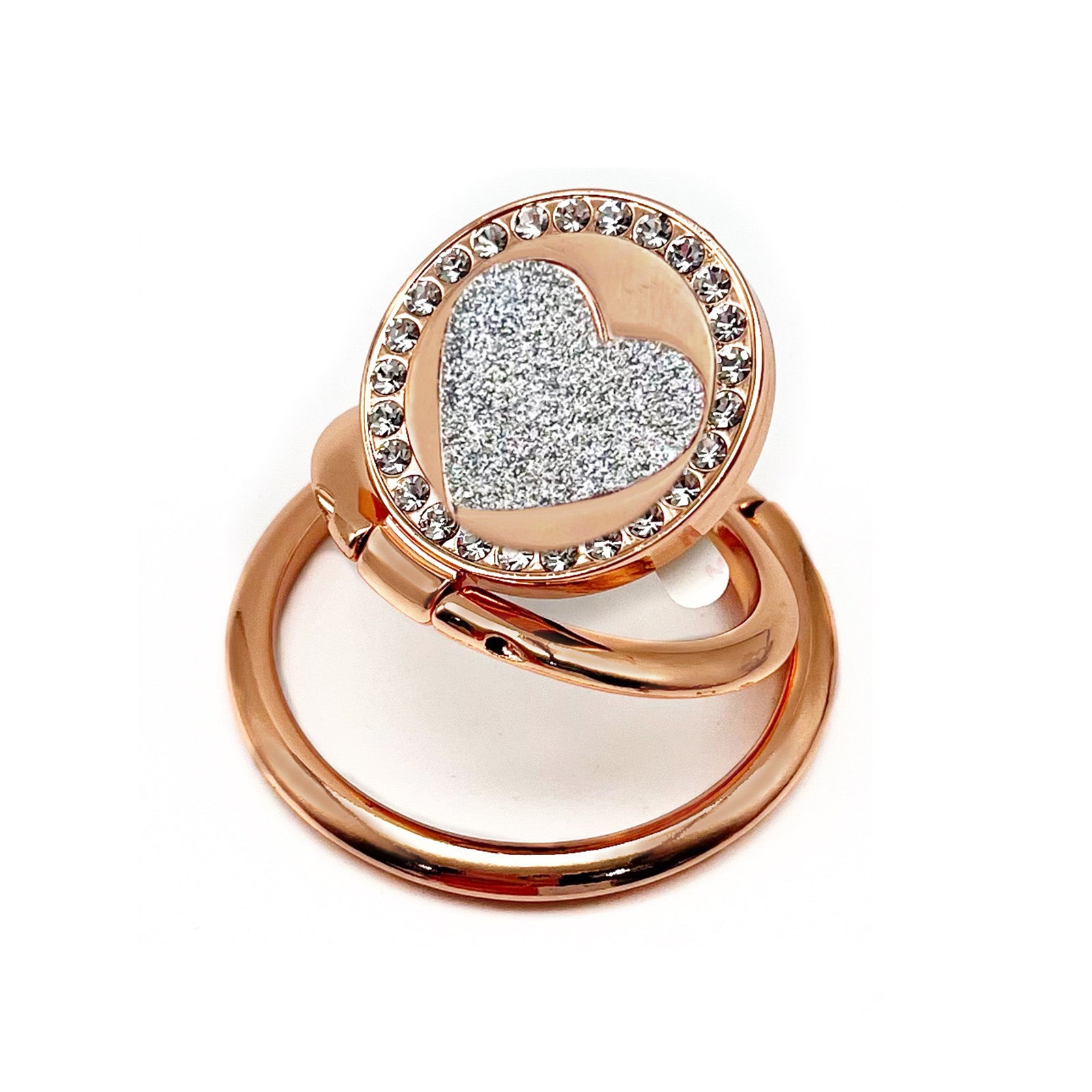 LGD S02 Dual Ring Heart Design Foldable Ring Buckle Phone Holder Zinc Alloy Cellphone Stand