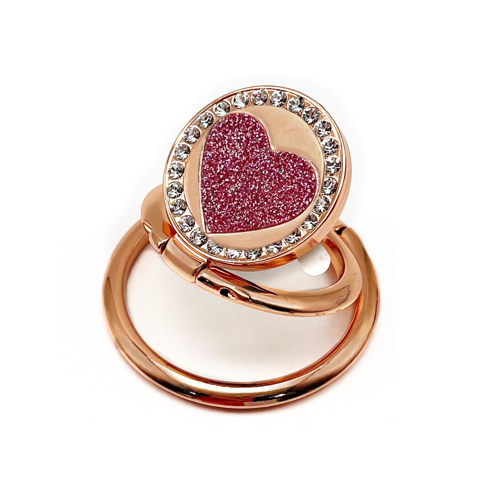 LGD S02 Dual Ring Heart Design Foldable Ring Buckle Phone Holder Zinc Alloy Cellphone Stand