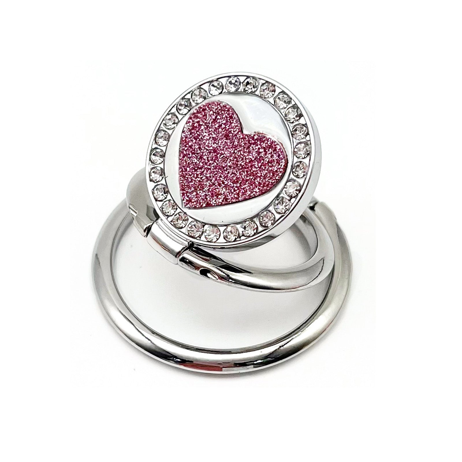 LGD S02 Dual Ring Heart Design Foldable Ring Buckle Phone Holder Zinc Alloy Cellphone Stand