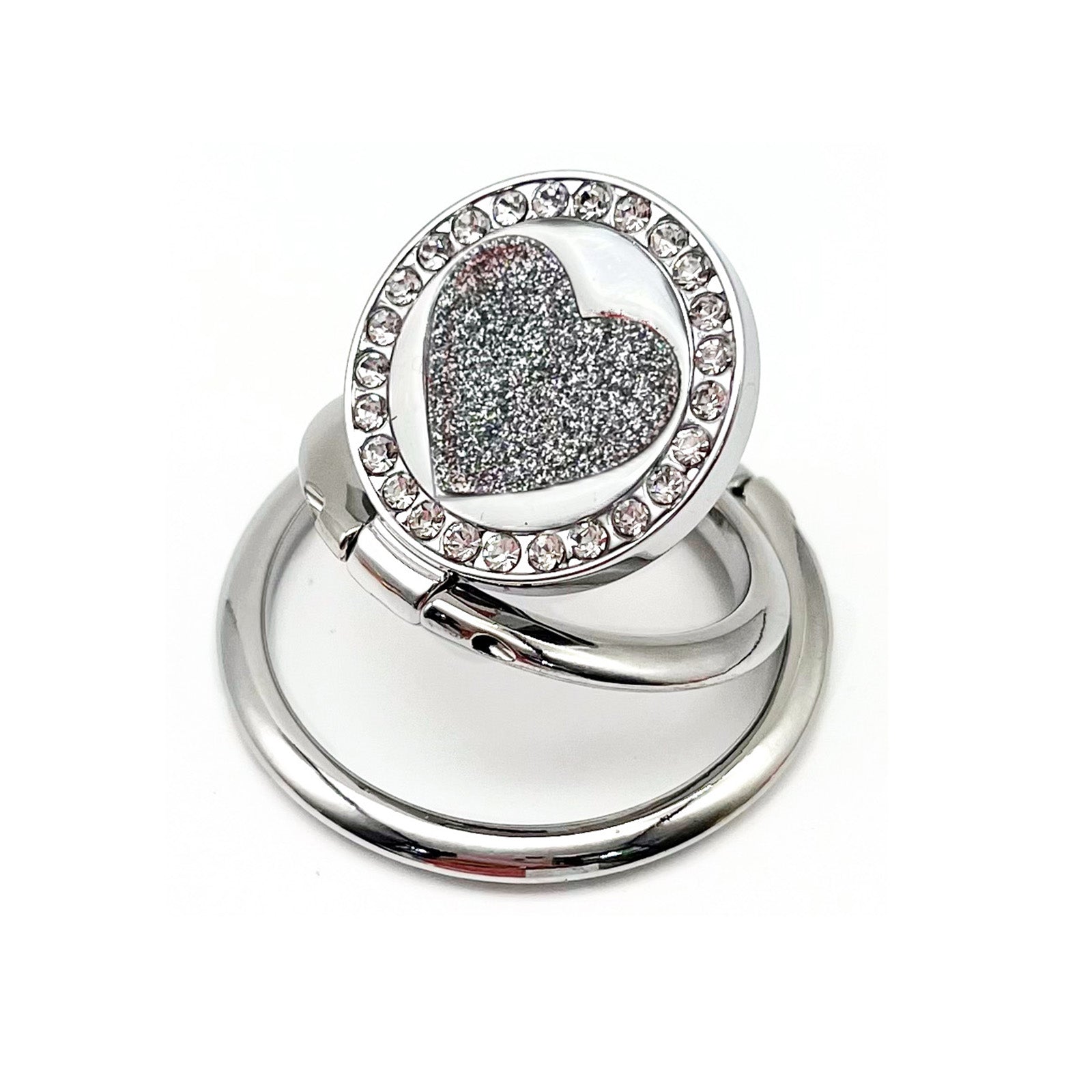 LGD S02 Dual Ring Heart Design Foldable Ring Buckle Phone Holder Zinc Alloy Cellphone Stand