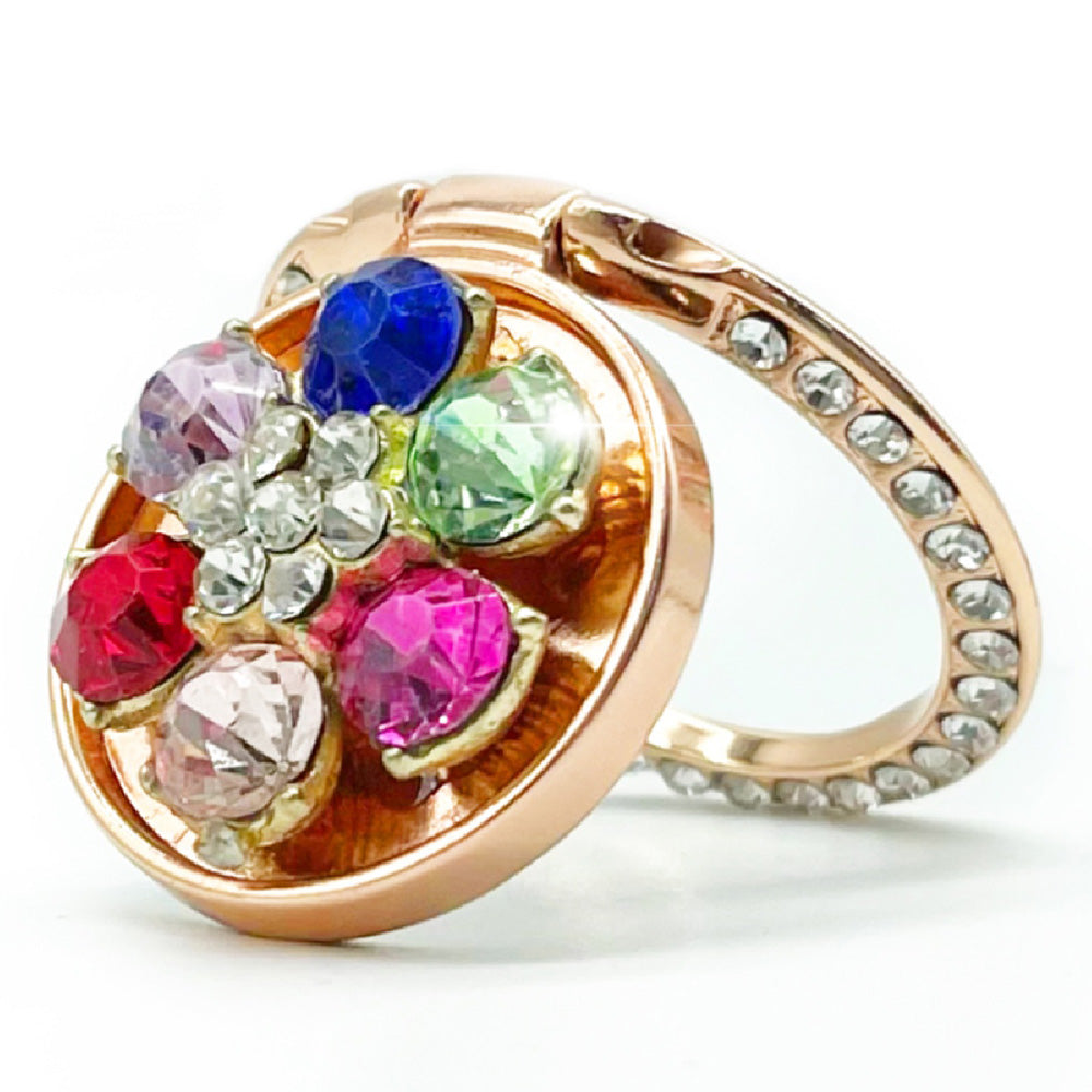 LGD Rhinestone Decor Plum Blossom Ring Buckle Phone Holder Zinc Alloy Foldable Cellphone Kickstand