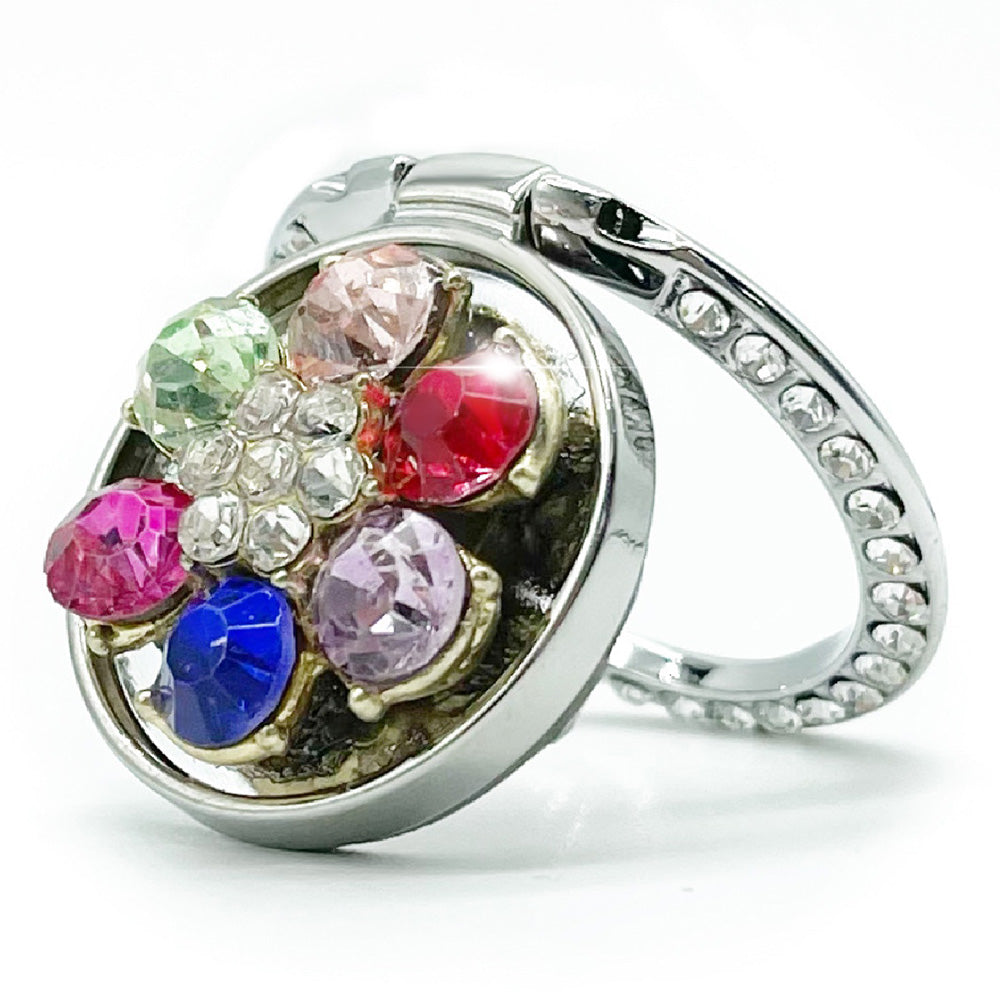 LGD Rhinestone Decor Plum Blossom Ring Buckle Phone Holder Zinc Alloy Foldable Cellphone Kickstand