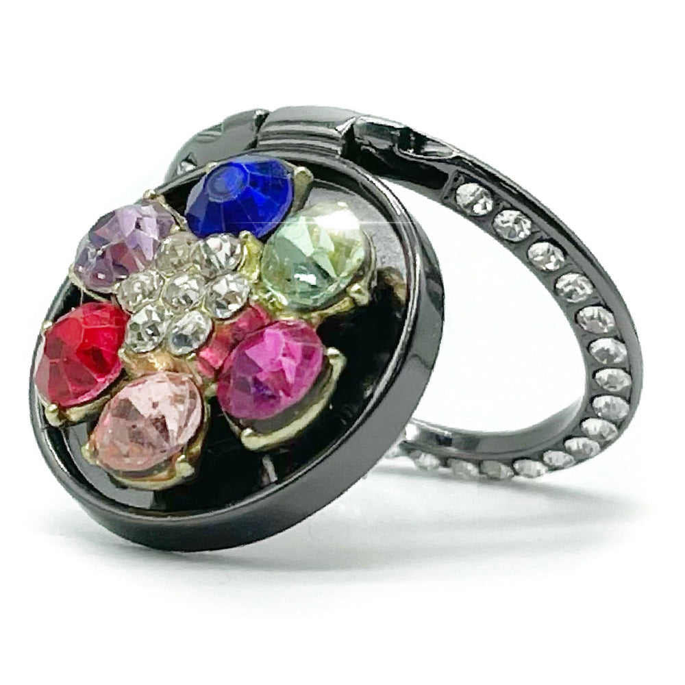 LGD Rhinestone Decor Plum Blossom Ring Buckle Phone Holder Zinc Alloy Foldable Cellphone Kickstand