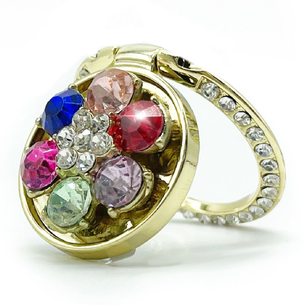 LGD Rhinestone Decor Plum Blossom Ring Buckle Phone Holder Zinc Alloy Foldable Cellphone Kickstand