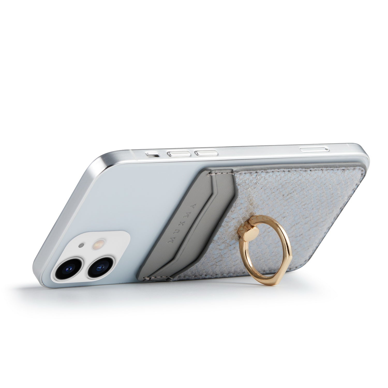 MUXMA MX112 RFID Blocking Phone Card Holder Snake Texture PU Leather Adhesive Credit Card Wallet with Ring Stand