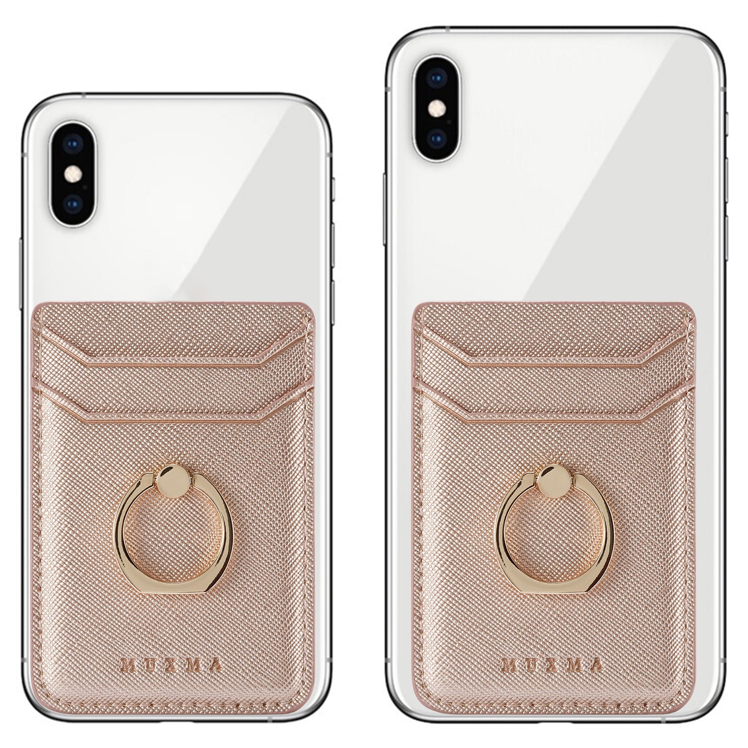 MUXMA MX112 Ring Stand Credit Card Holder Cross Texture RFID Blocking Adhesive Phone Card Holder