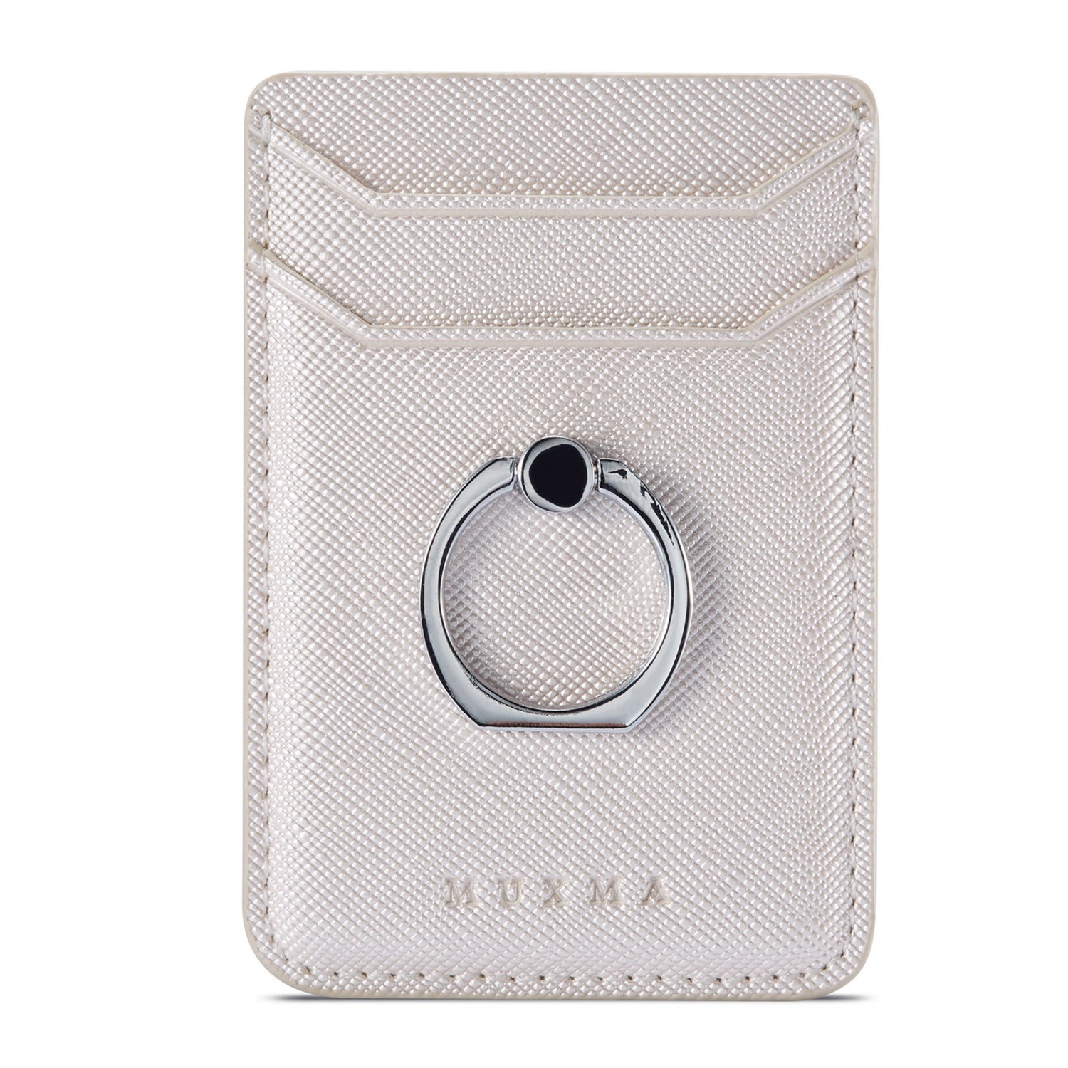 MUXMA MX112 Ring Stand Credit Card Holder Cross Texture RFID Blocking Adhesive Phone Card Holder
