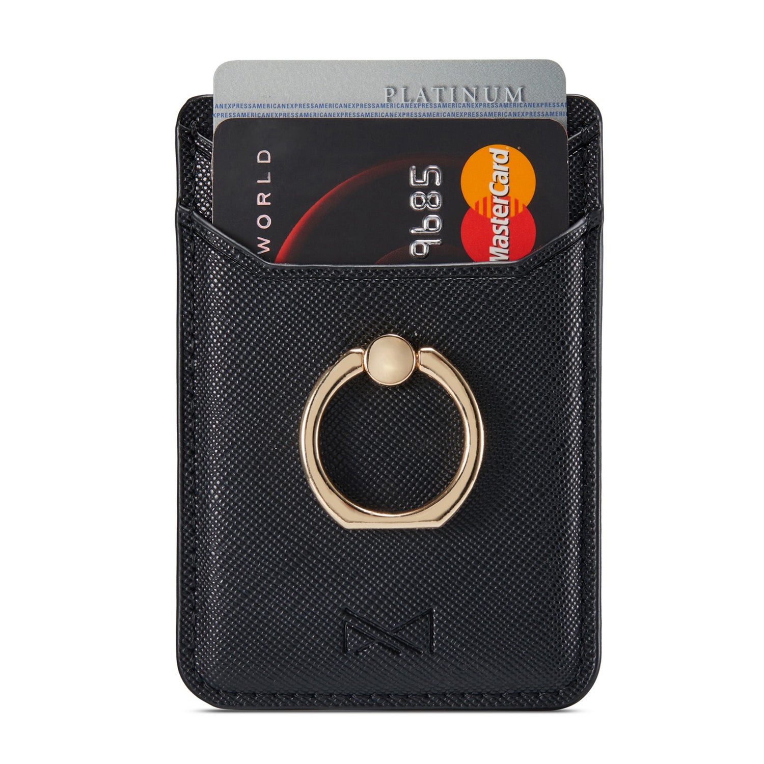 MUXMA MX112 Cross Texture Leather Phone Card Holder Ring Stand RFID Blocking Adhesive Credit Card Slot