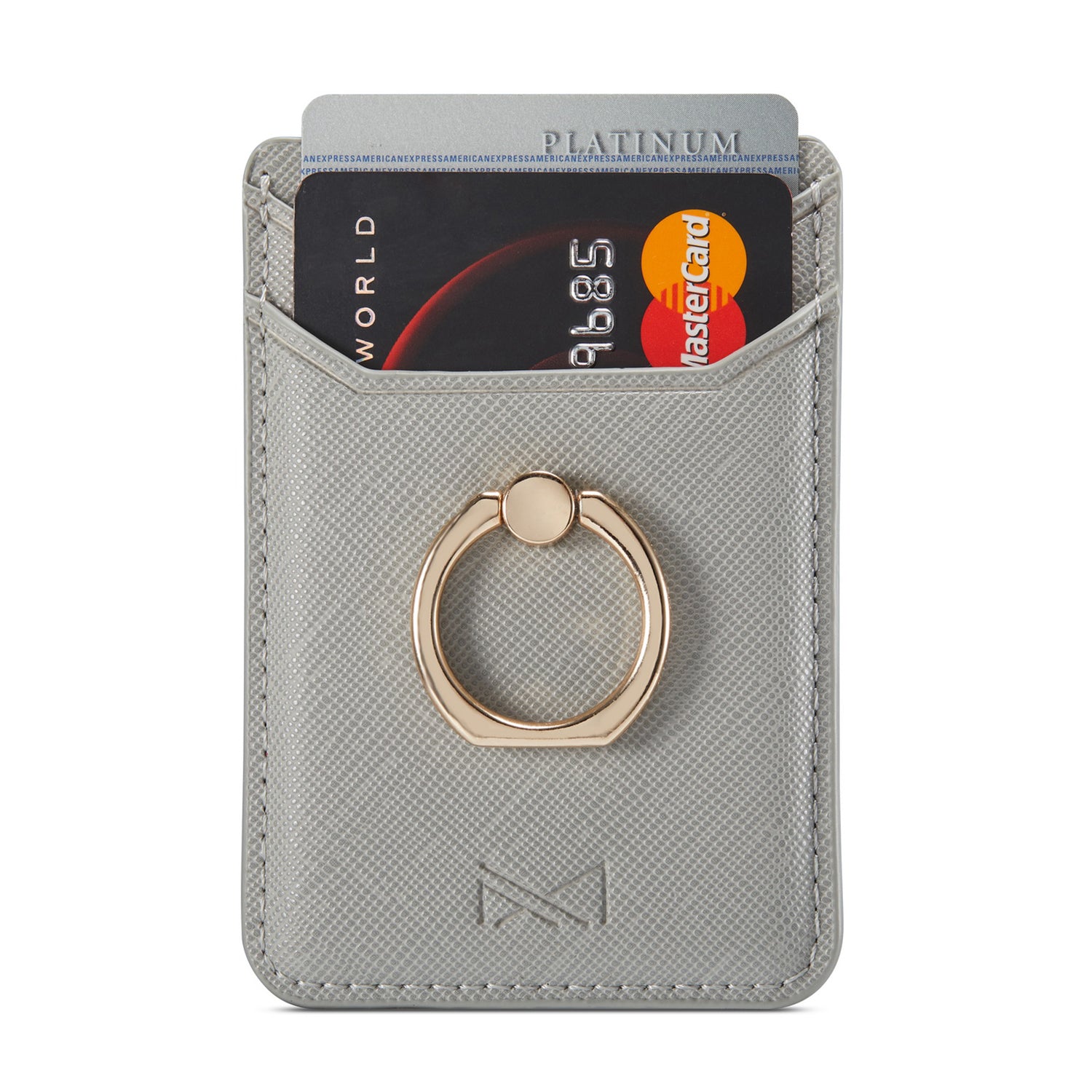 MUXMA MX112 Cross Texture Leather Phone Card Holder Ring Stand RFID Blocking Adhesive Credit Card Slot