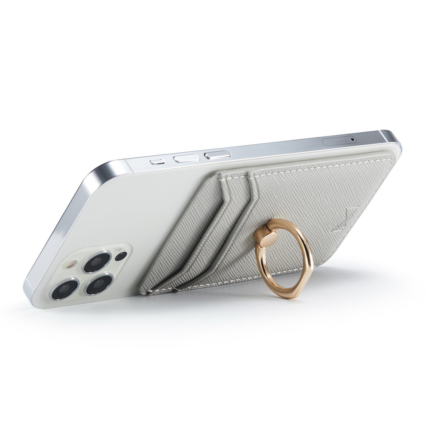 MUXMA MX112 Cross Texture Leather Phone Card Holder Ring Stand RFID Blocking Adhesive Credit Card Slot