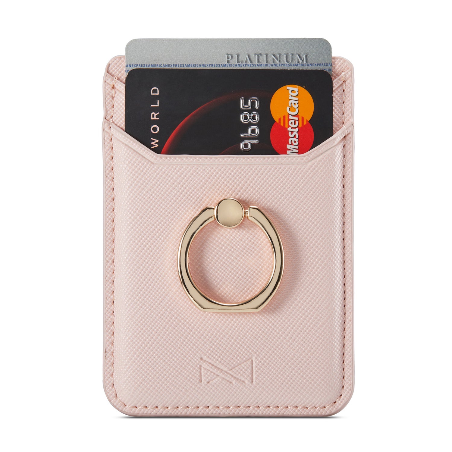 MUXMA MX112 Cross Texture Leather Phone Card Holder Ring Stand RFID Blocking Adhesive Credit Card Slot