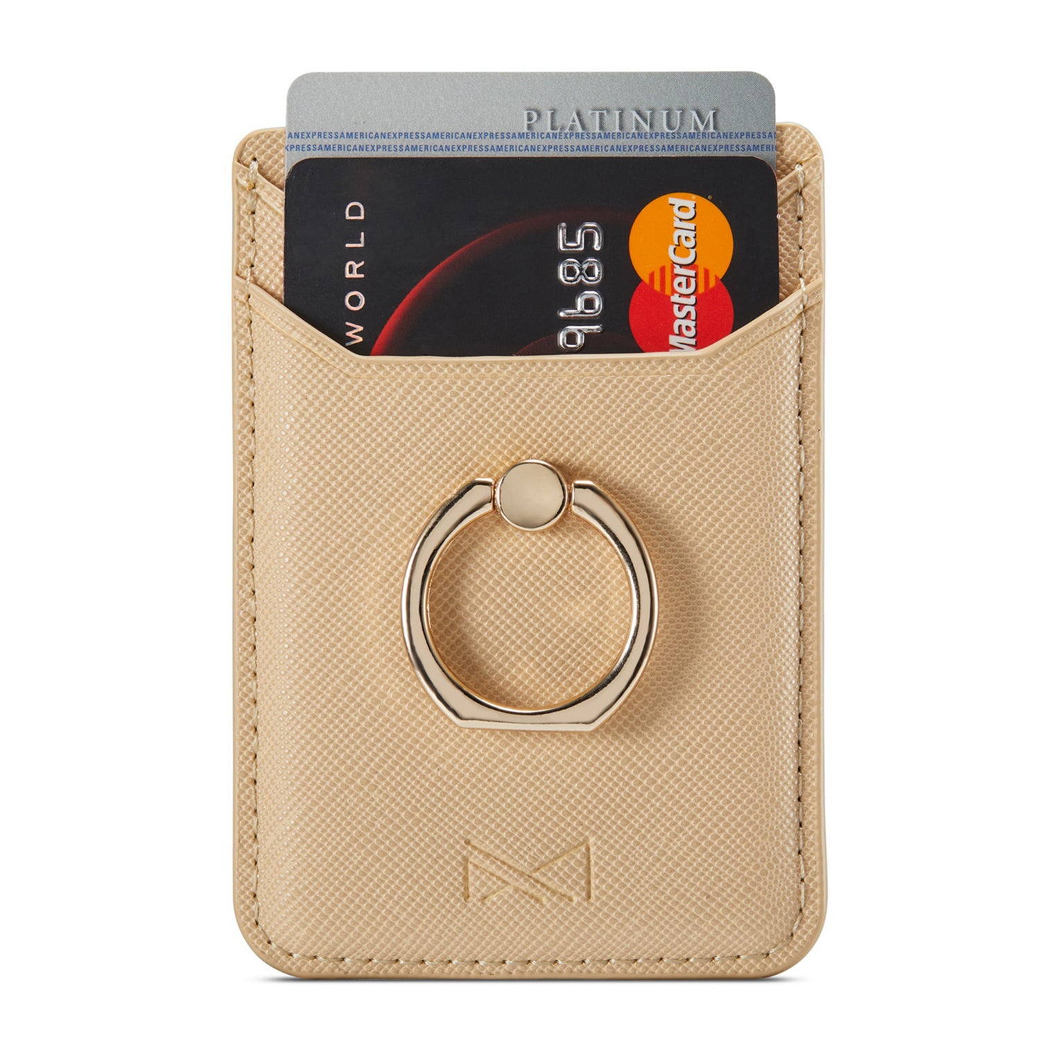 MUXMA MX112 Cross Texture Leather Phone Card Holder Ring Stand RFID Blocking Adhesive Credit Card Slot
