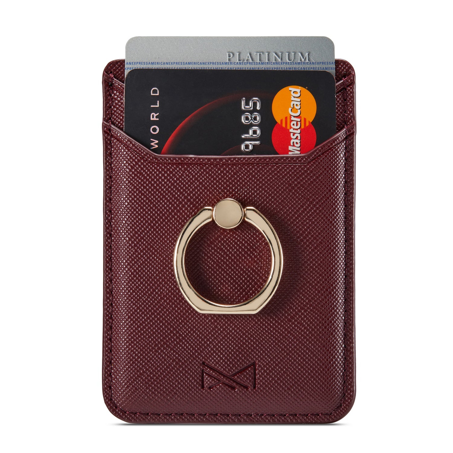 MUXMA MX112 Cross Texture Leather Phone Card Holder Ring Stand RFID Blocking Adhesive Credit Card Slot