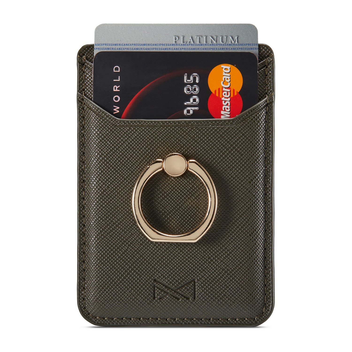 MUXMA MX112 Cross Texture Leather Phone Card Holder Ring Stand RFID Blocking Adhesive Credit Card Slot