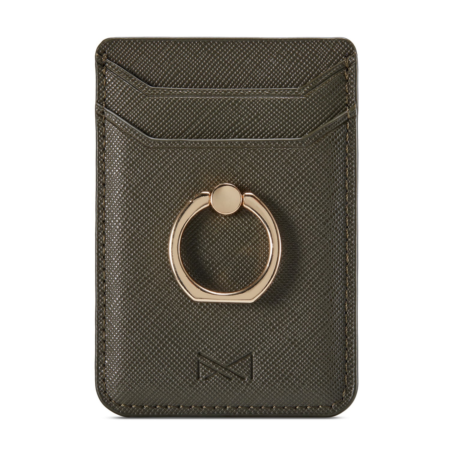 MUXMA MX112 Cross Texture Leather Phone Card Holder Ring Stand RFID Blocking Adhesive Credit Card Slot