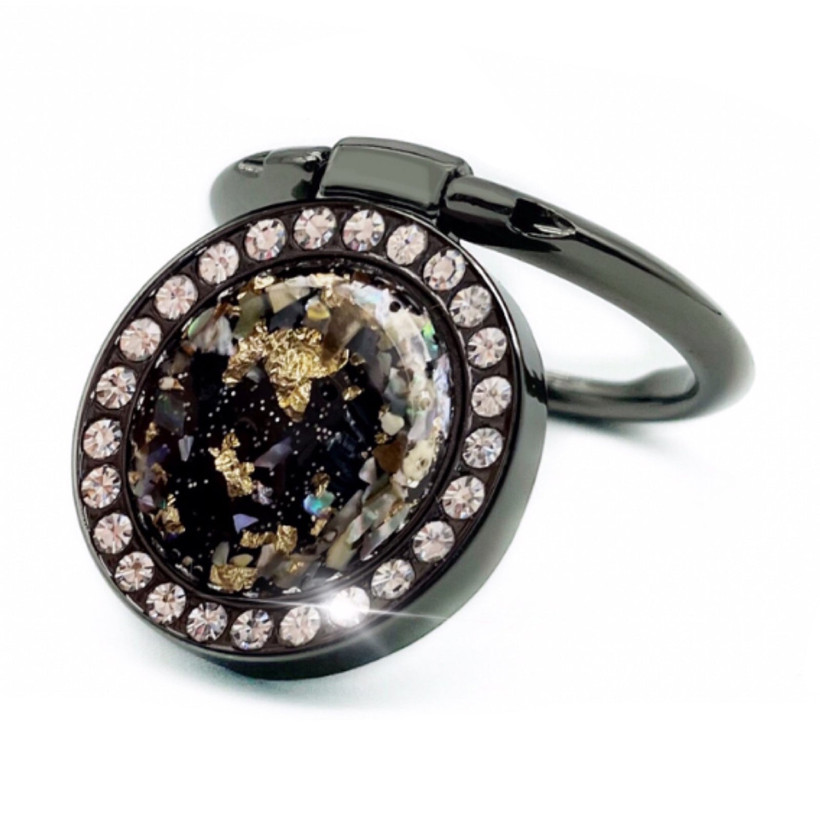 LGD Q01 Finger Ring Phone Holder Rhinestone Decor Glitter Gold Foil Zinc Alloy Cellphone Stand Kickstand