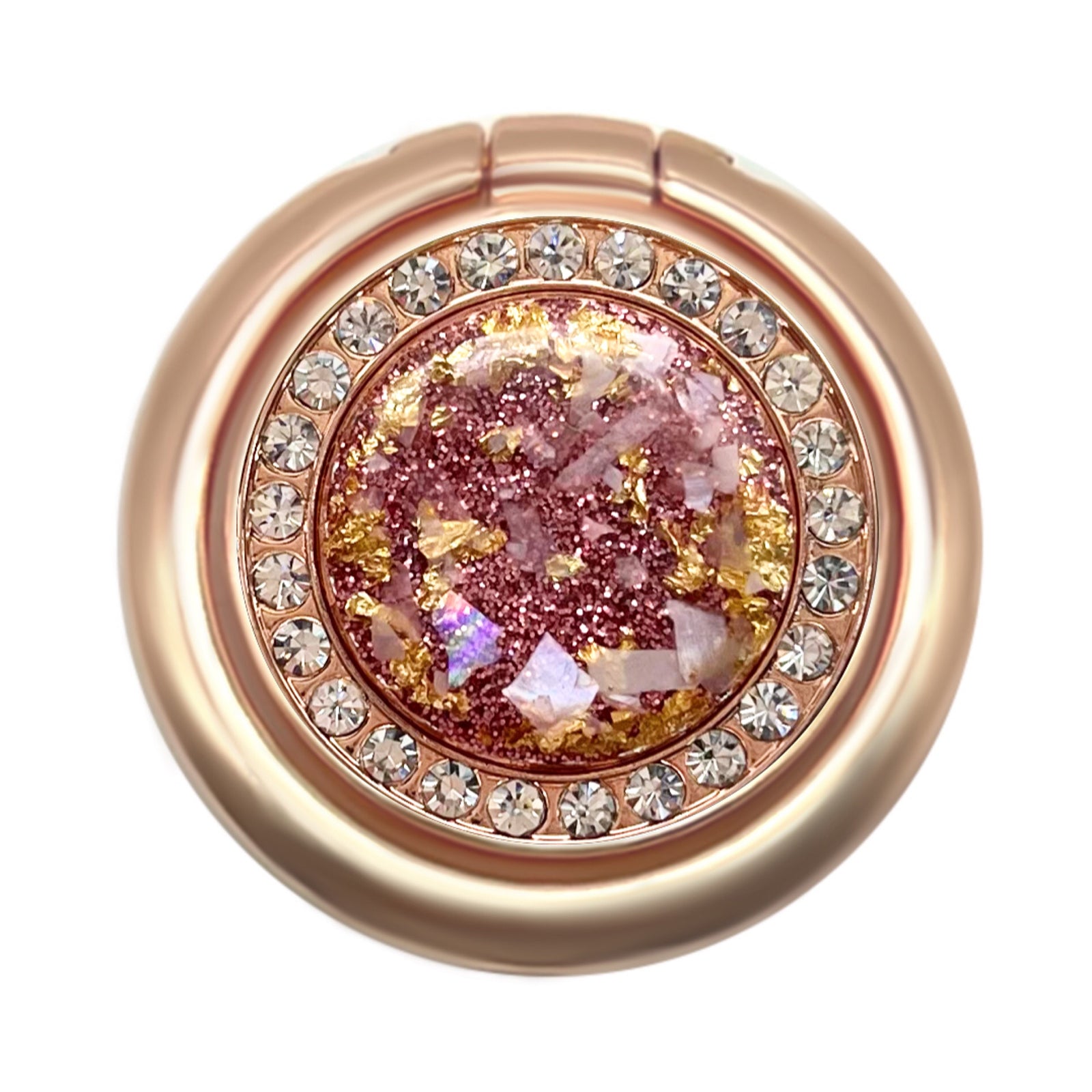 LGD Q01 Finger Ring Phone Holder Rhinestone Decor Glitter Gold Foil Zinc Alloy Cellphone Stand Kickstand