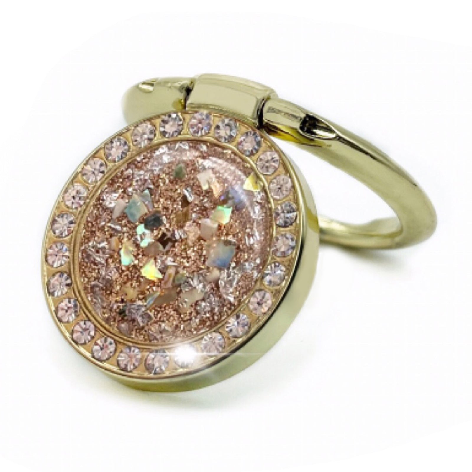 LGD Q01 Finger Ring Phone Holder Rhinestone Decor Glitter Gold Foil Zinc Alloy Cellphone Stand Kickstand