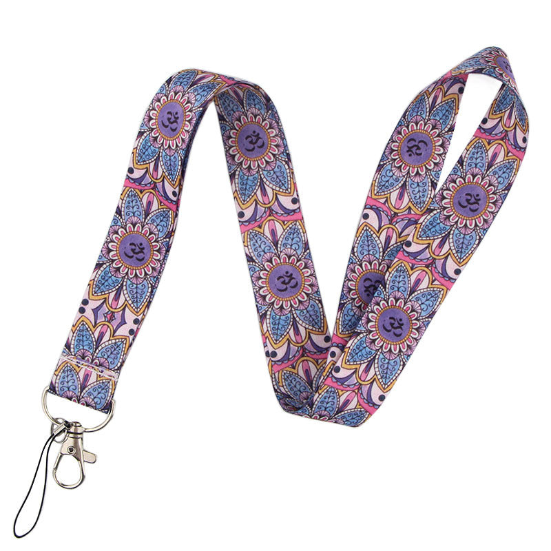 Universal Phone Lanyard Strap Flower Pattern Neck Hanging Rope for ID Badge Holder Keychain Camera