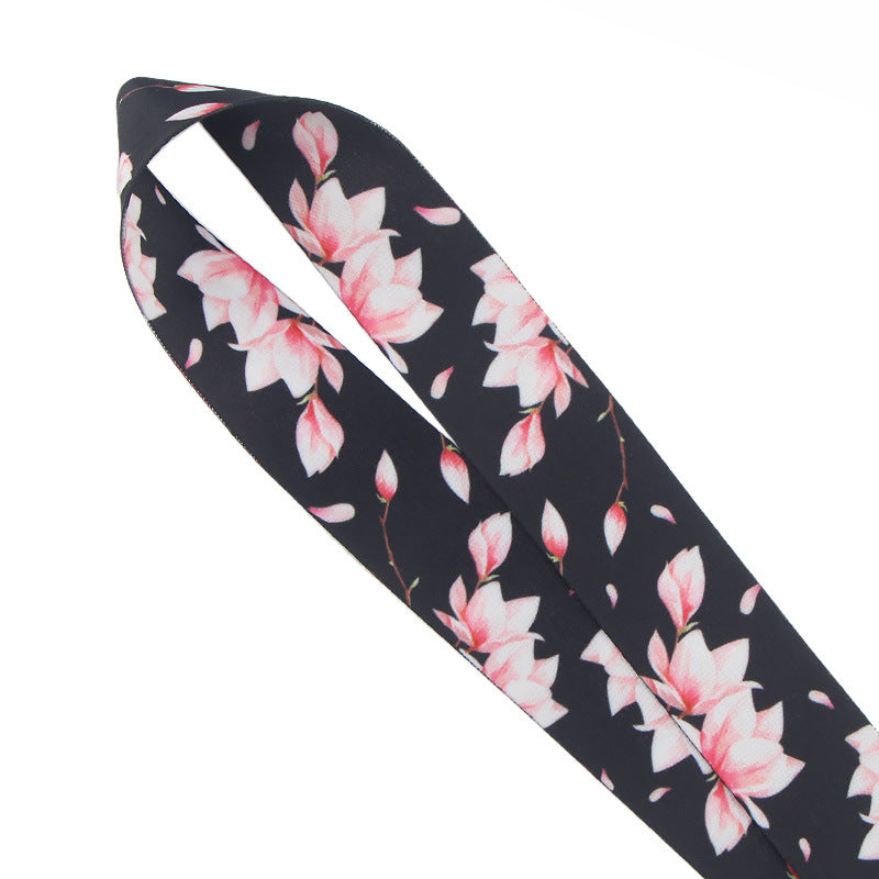 Universal Phone Lanyard Strap Flower Pattern Neck Hanging Rope for ID Badge Holder Keychain Camera
